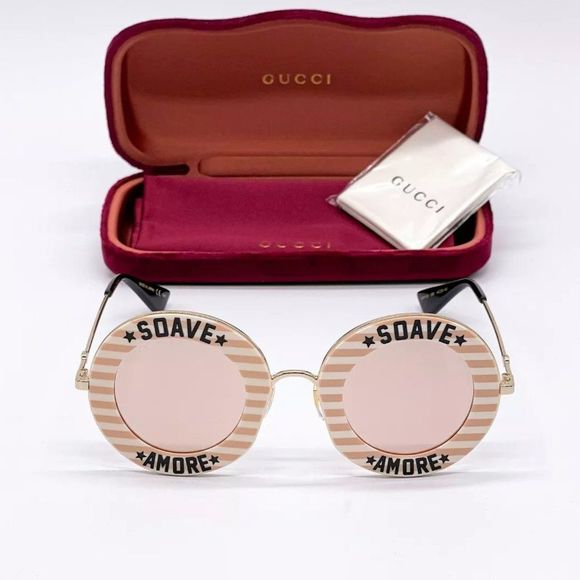 Sale! New Gucci Women's 44mm Nude Gold Sunglasses! - Picture 2 of 8